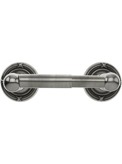 Brass Toilet-Paper Holder with Ribbon and Reed Rosettes in Antique Pewter.